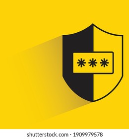 shield and password drop shadow on yellow background