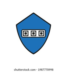 shield with password flat icon vector