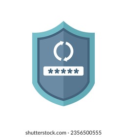 Shield password recovery icon flat vector. Mobile page. Screen secure isolated