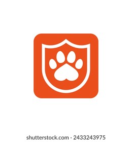 Shield with a paw print inside. Vector illustration.