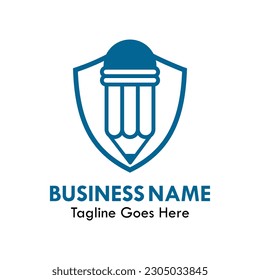 Schild mit Stift-Design-Logo-Vorlage Illustration