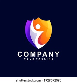diseño de logotipo gradiente para personas de escudo