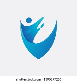 shield and people logo design