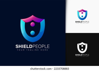 Shield people logo design with gradient