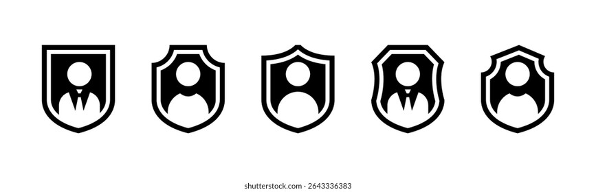 Escudo con el conjunto de Ilustración vectorial de la gente. En versión en blanco y negro.