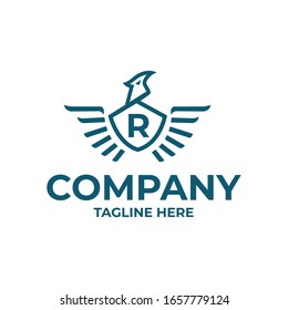 Shield and Phoenix Letter R Logo