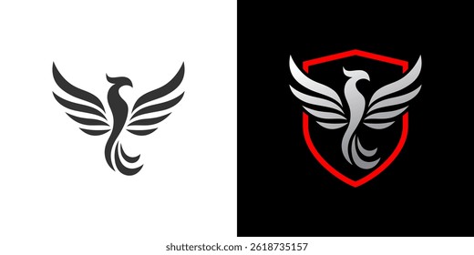 Shield phoenix Logo, Phoenix abstract logo design