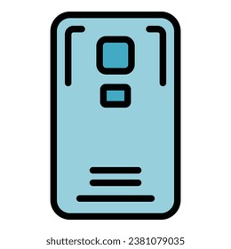 Shield phone case icon outline vector. Mobile cover. Device protect color flat