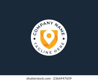 Shield Pin emblem Logo badge sticker Concept icon sign symbol Element Design. Guardian, Protection, Security Logotype. Vector illustration template
