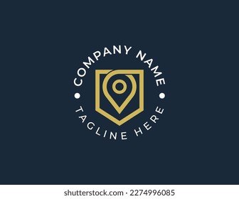 Shield Pin Location Logo Concept icon sign symbol Element Design. Guardian, Protection, Security Logotype. Vector illustration template