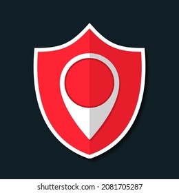 Shield pin point. Illustration vector