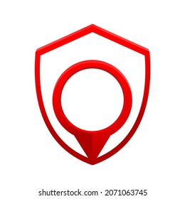 Shield pin point. Shield location. Illustration vector