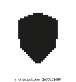Shield Pixel Art Icon. Security And Protection Symbol. Defense And Safety Representation. Isolated Vector Illustration.