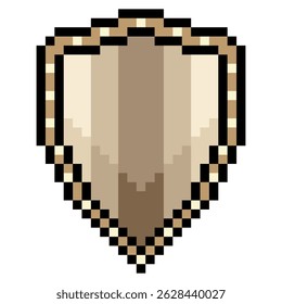 Escudo con el arte del pixel aislado en el fondo blanco