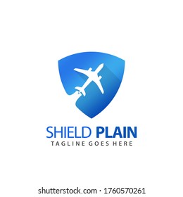 Shield Plain Agency Logo Icon Design Vector Illustration Template Premium