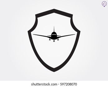 shield, plane, icon, vector illustration eps10