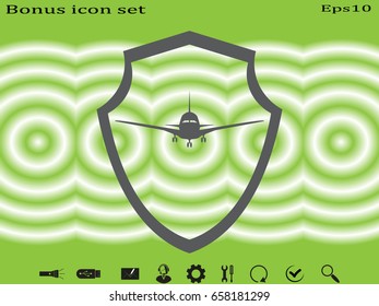 shield, plane, icon, vector illustration eps10