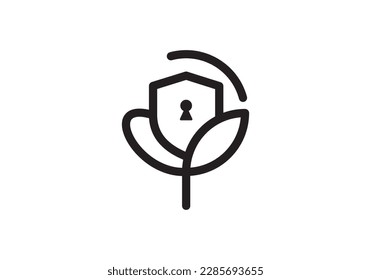 diseño del logotipo de la planta de protección. vector de icono creativo de seguridad natural