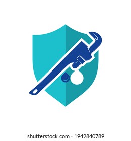 Diseño del logotipo de conexión de escudo Ilustración vectorial, plantilla de diseño del logotipo de fontanería creativa, iconos de símbolos