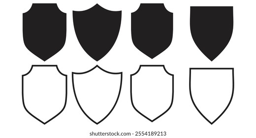 Shield with a plus icon set. Medical Protection symbol vector illustration