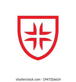 Shield with Plus logo design vector