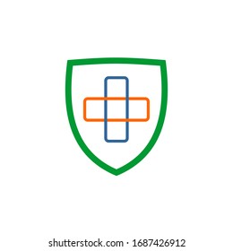 
Shield and plus medical logo design