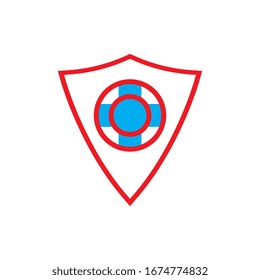 Shield with Plus Medical protection logo design vector