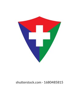 Shield with Plus Medical protection logo design vector