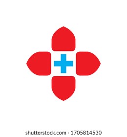 Shield with Plus Medical protection logo design vector