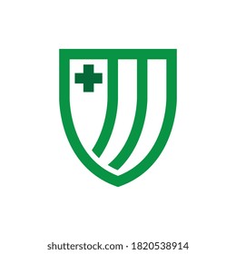 Shield Plus medical protection logo design vector