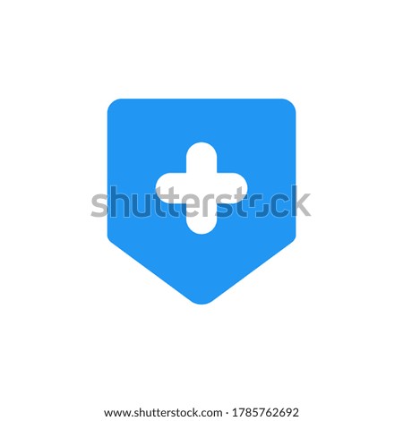 shield with a plus sign. flat vector icon
