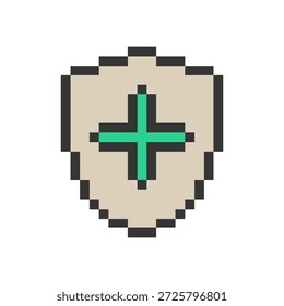 arte de pixel de sinal de adição de escudo