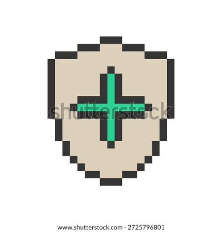 shield plus sign pixel art