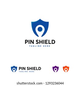 Shield Point logo designs concept vector, Pin Shield logo template