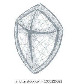 Shield polygonal abstract background. The isolated concept of business security, data protection consists of low poly wireframe, geometry triangle, lines, dots, polygons, shapes.