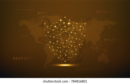 Shield Polygonal,Business Concept Of Data Security And Protection Concept. 
