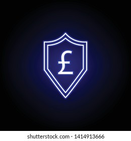 shield pound icon in neon style. Element of finance illustration. Signs and symbols icon can be used for web, logo, mobile app, UI, UX