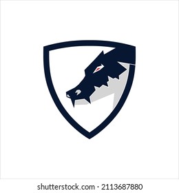 shield Predator or Raptor  logo. vector illustration. crocodile 