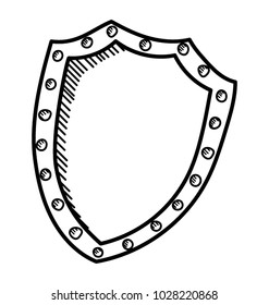 A shield presenting security concept, doodle vector icon