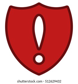 Shield Problem interface toolbar pictogram. Vector pictograph style is a flat symbol with contour edges.