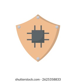 Shield and processor icon vector design illustration. Protection theme icon. 