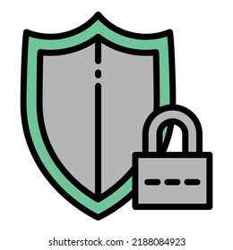 Shield protect icon outline vector. Computer fraud. Crime digital