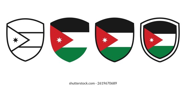 Shield protect with Jordan flag icon. Illustration vector