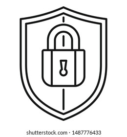 Shield protect security icon. Outline shield protect security vector icon for web design isolated on white background