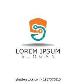 Proteger con tecnología logotipo diseño plantilla de inspiración vector