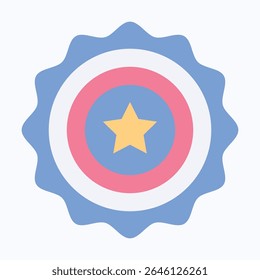 Shield, Protected American Flag, Fourth Of July Icon, Vector Style Flat Icon. 