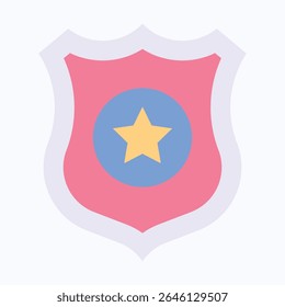 Shield, Protected American Flag, Fourth Of July Icon, Vector Style Flat Icon. 