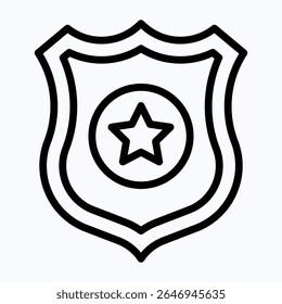 Shield, Protected American Flag, Fourth Of July Icon, Vector Style Lineal Icon. 
