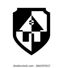 Icono de protección de la casa. Concepto de icono vectorial de protección de la casa. Ilustración vectorial. Escuda y casa en un estilo plano sobre un fondo blanco.