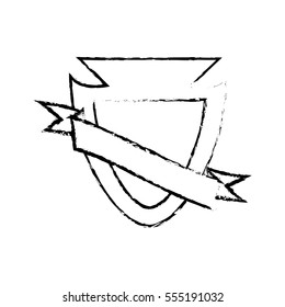 shield protected insignia sketch vector illustration eps 10